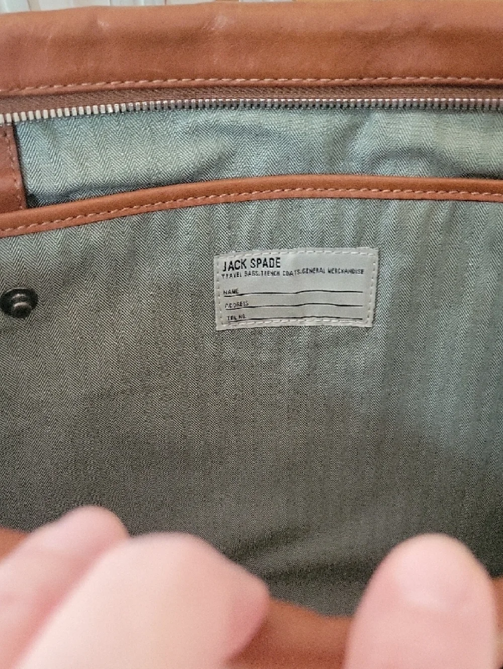 Jack Spade Brown Leather Briefcase Laptop Bag Shoulder Strap